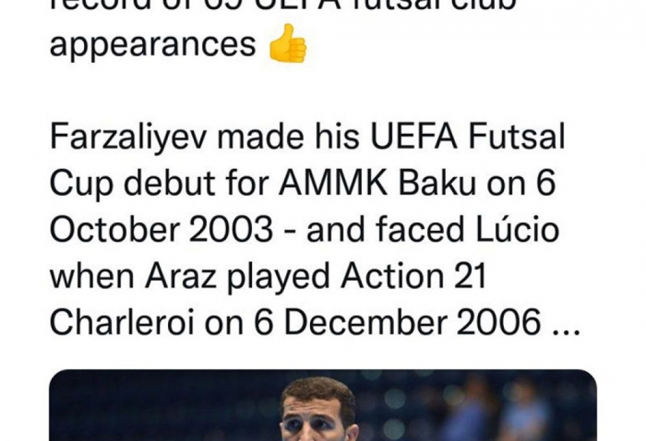 “Araz-Naxçıvan”nın kapitanı Rizvan Fərzəliyev rekorda imza atıb