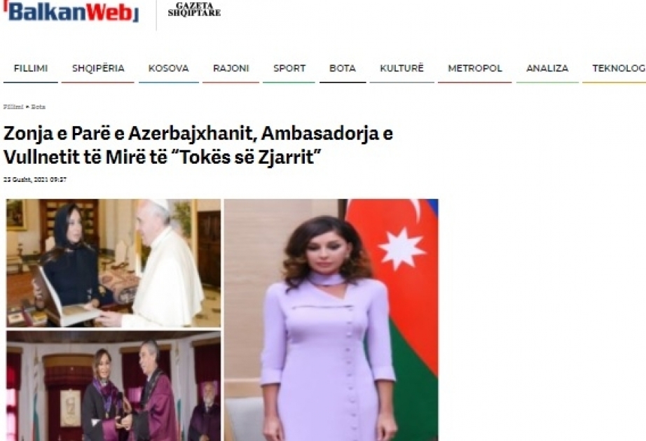 Yunanıstan və Albaniya KİV-i Azərbaycanın Birinci vitse-prezidenti Mehriban Əliyevanın fəaliyyəti barədə məqalələr yayıb