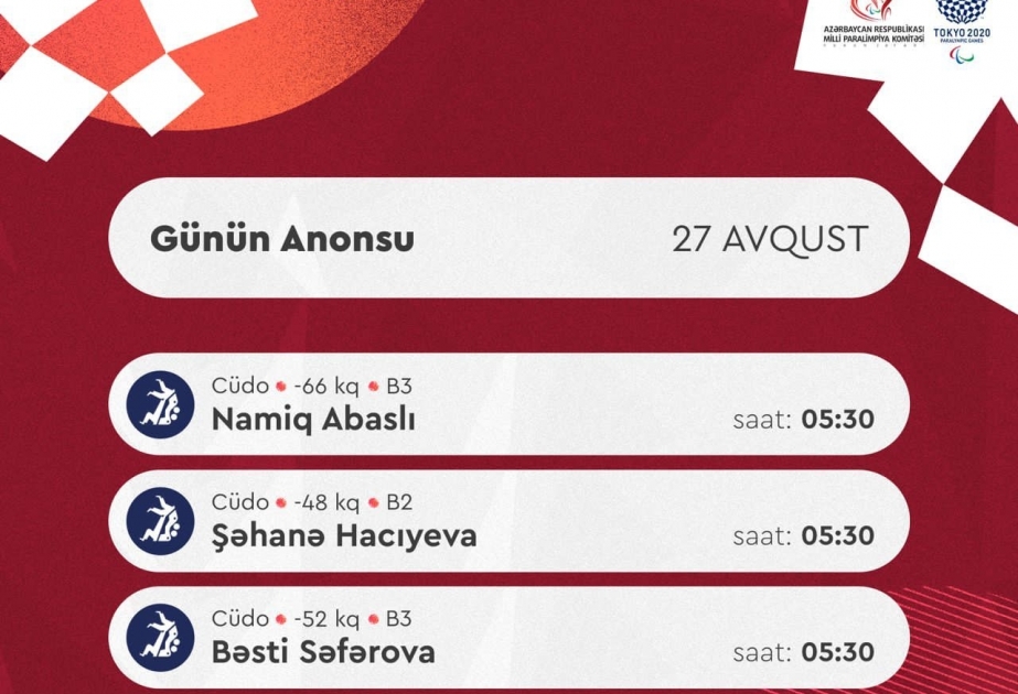Tokio Yay Paralimpiya Oyunlarının üçüncü günündə 6 idmançımız mübarizə aparacaq