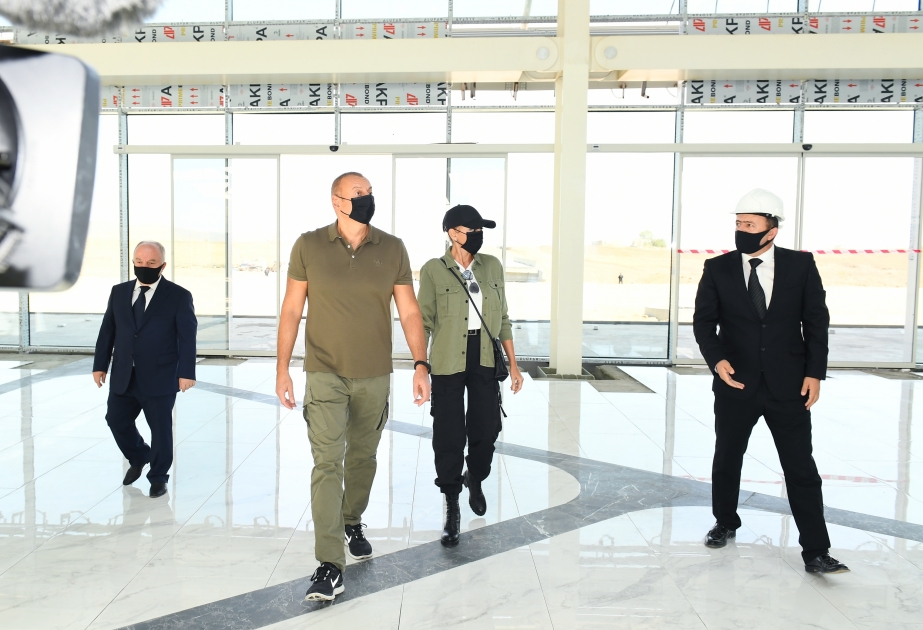 President Ilham Aliyev and First Lady Mehriban Aliyeva viewed works done at Fuzuli International Airport VIDEO