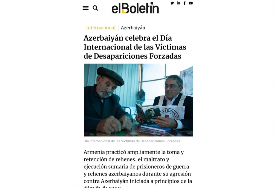 Nüfuzlu “El Boletín” nəşrində Ermənistanın hərbi təcavüzü nəticəsində itkin düşmüş azərbaycanlılar haqqında yazılıb