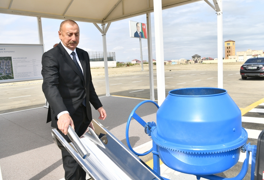 President Ilham Aliyev laid foundation stone for another residential complex in Sumgayit as part of preferential housing project VIDEO