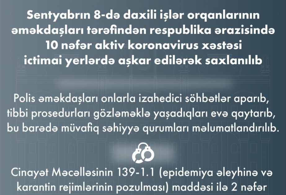 МВД: В минувший день в общественных местах выявлены и задержаны 10 активных больных коронавирусом