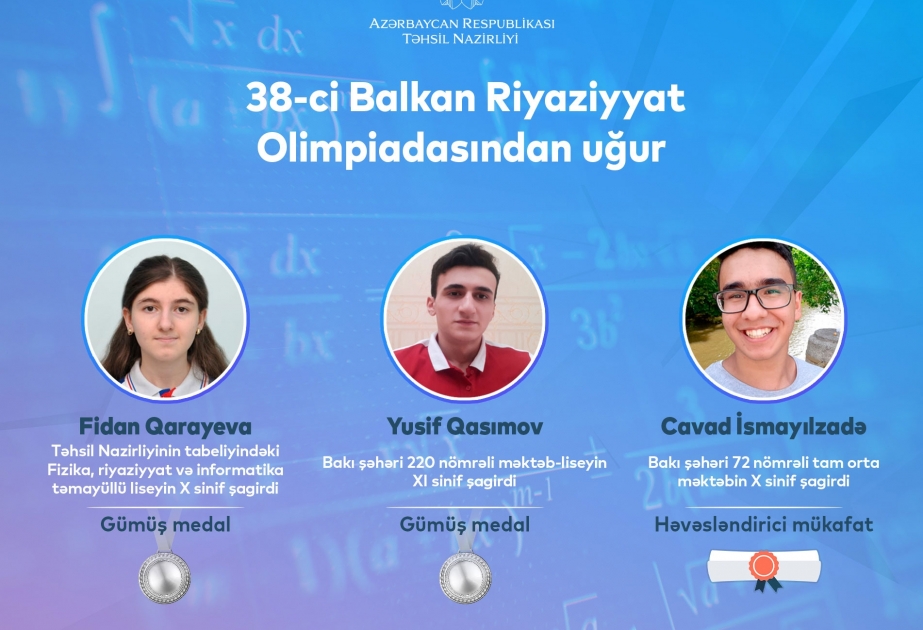 Məktəblilərimizin 38-ci Balkan Riyaziyyat Olimpiadasındakı uğuru