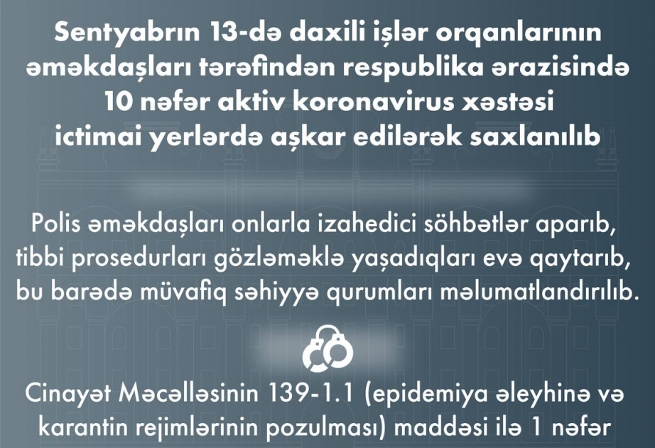 МВД: В минувший день в общественных местах выявлены и задержаны 10 активных больных коронавирусом
