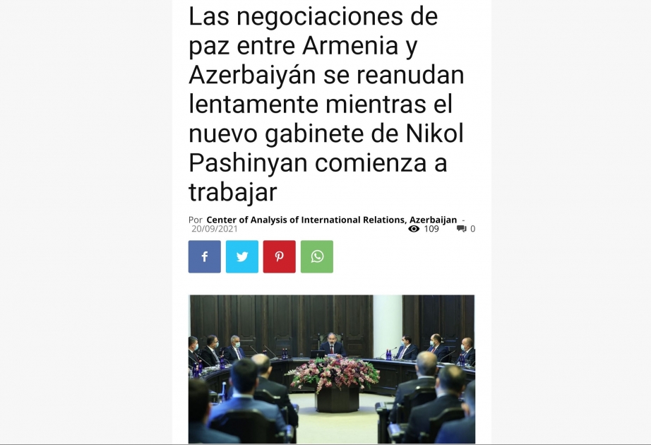 INFOGATE: “Las negociaciones de paz entre Armenia y Azerbaiyán se reanudan lentamente mientras el nuevo gabinete de Nikol Pashinyan comienza a trabajar”