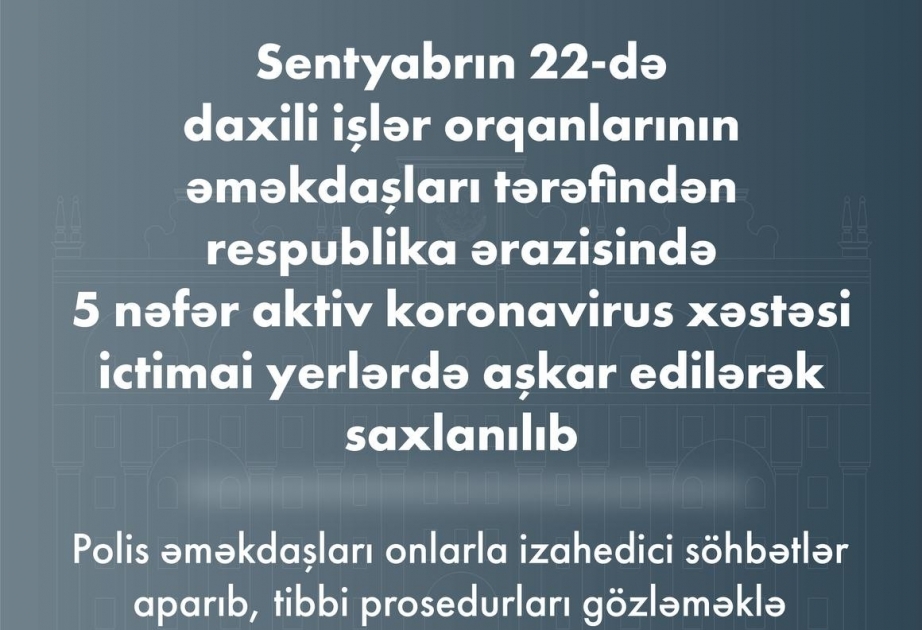 МВД: В минувший день в общественных местах выявлены и задержаны 5 активных больных коронавирусом