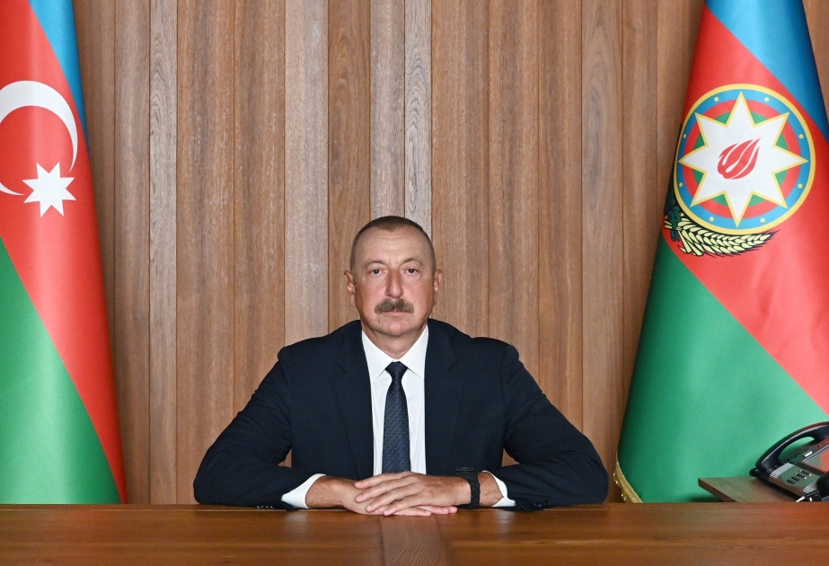 عرض الخطاب المصوَّر للرئيس إلهام علييف رئيس جمهورية أذربيجان في المناقشات العامة السنوية في إطار الدورة الـ76 للجمعية العامة لمنظمة الأمم المتحدة