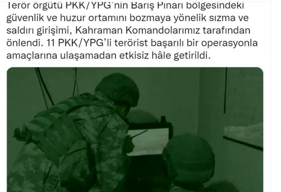 Turkey 'neutralizes' 11 YPG/PKK terrorists in northern Syria