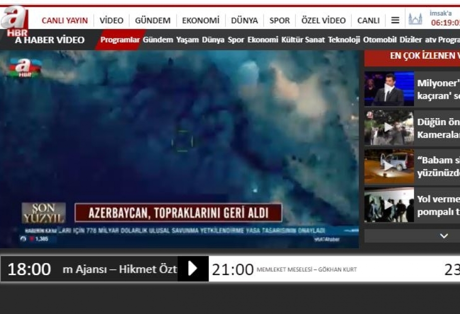 Türkiyənin “A Haber” telekanalı: Azərbaycan torpaqlarını geri aldı