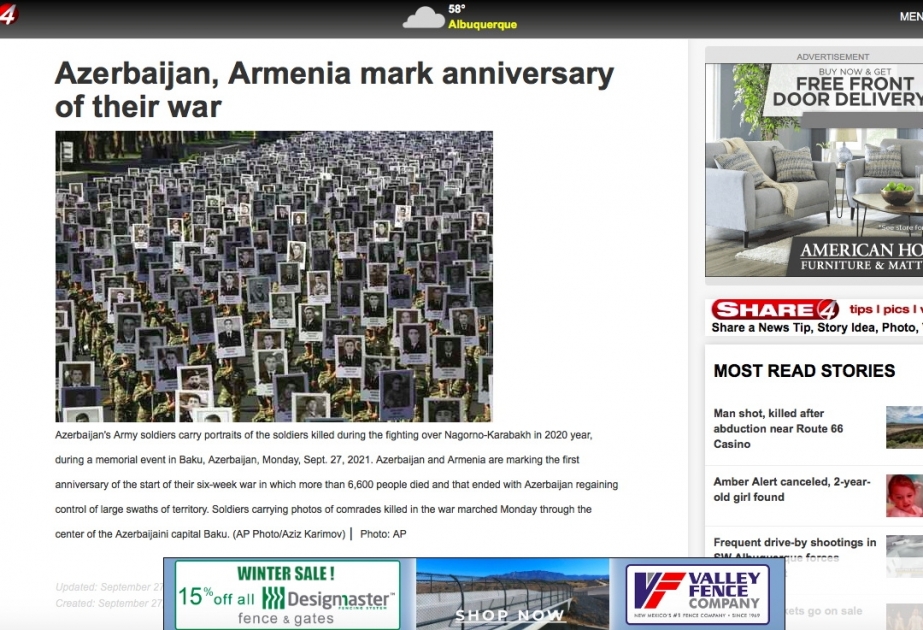 KOB4: “Азербайджан и Армения отмечают годовщину войны”