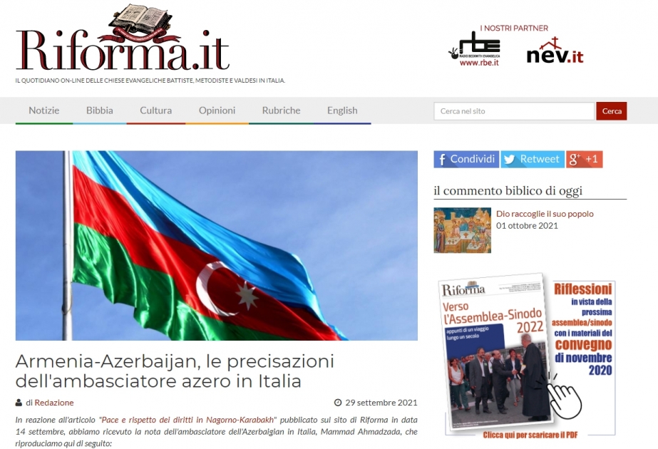 Azərbaycanın İtaliyadakı səfiri erməni keşişin yalan iddialarına cavab verib