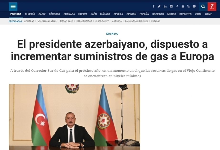 La prensa española cubre ampliamente la entrevista del presidente de Azerbaiyán a la agencia EFE