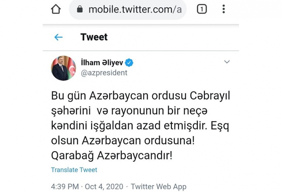 Vətən müharibəsinin xronikası: 4 oktyabr