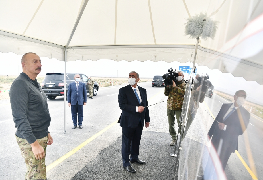 Prezident İlham Əliyev Tərtərin Suqovuşan qəsəbəsinə və Talış kəndinə gedən avtomobil yollarının açılışını edib VİDEO