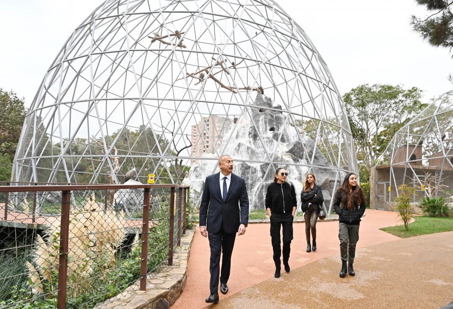Baku Zoo nach vollständiger Rekonstruktion wieder eröffnet  Präsident Ilham Aliyev und First Lady Mehriban Aliyeva nahmen an der Eröffnung teil VIDEO