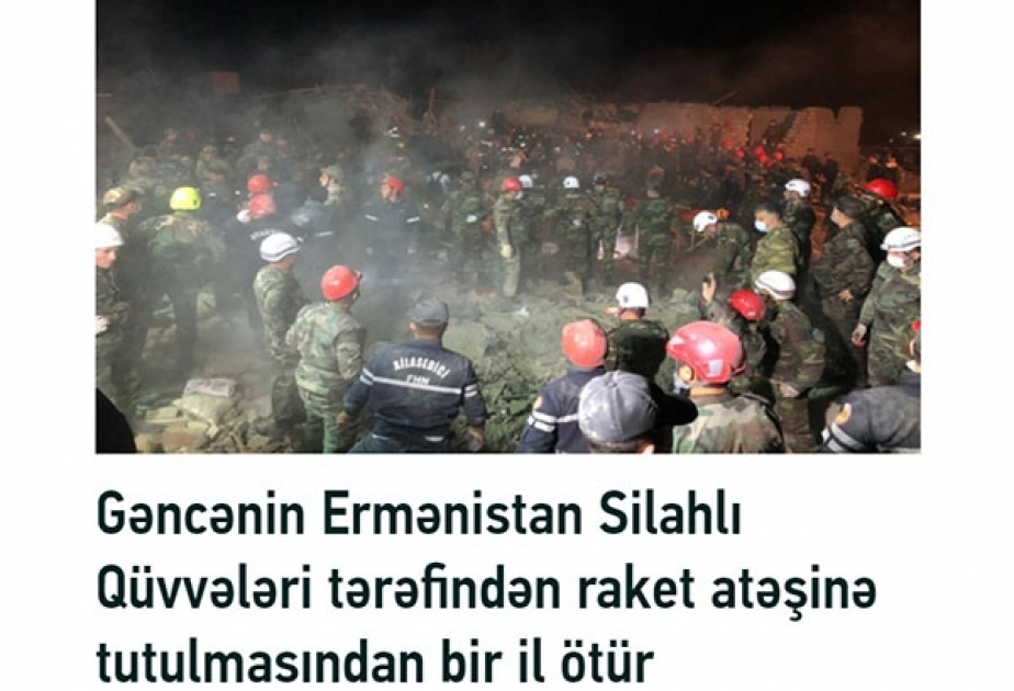 Gürcüstan portalları Gəncə şəhərinin Ermənistan tərəfindən raket atəşə tutulmasının ildönümü ilə bağlı materiallar yayıb
