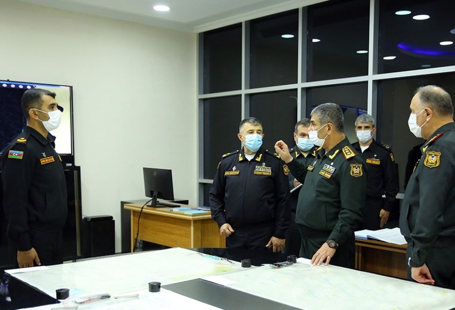 Leadership of Azerbaijan’s Defense Ministry reviews progress of command and staff exercises of Naval Forces