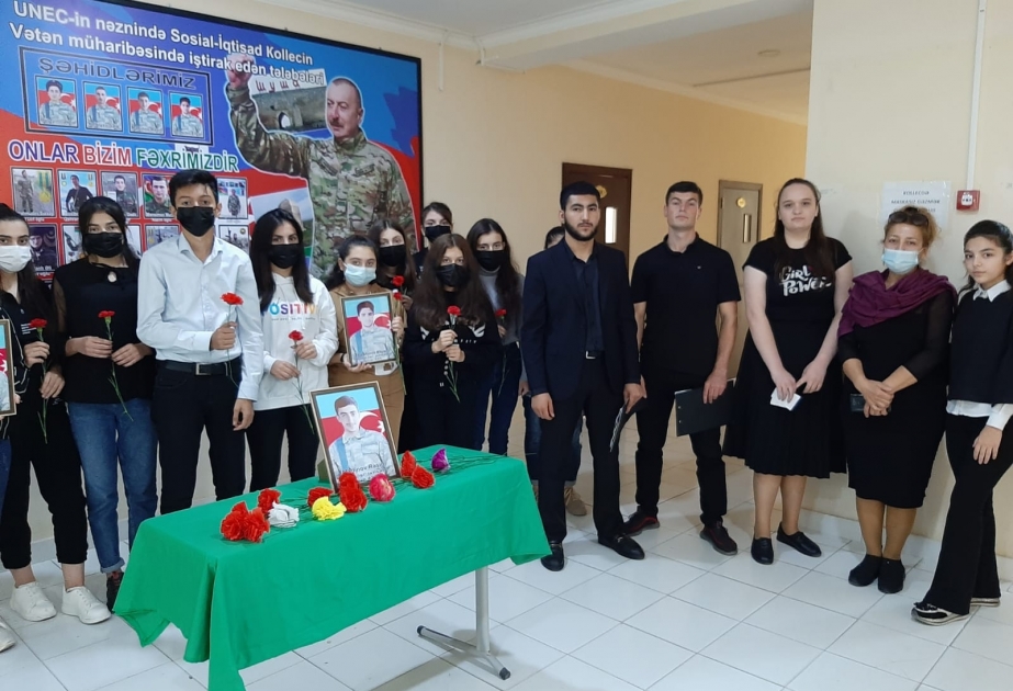 Sosial–İqtisadi Kollecdə şəhid məzunun xatirəsi anılıb