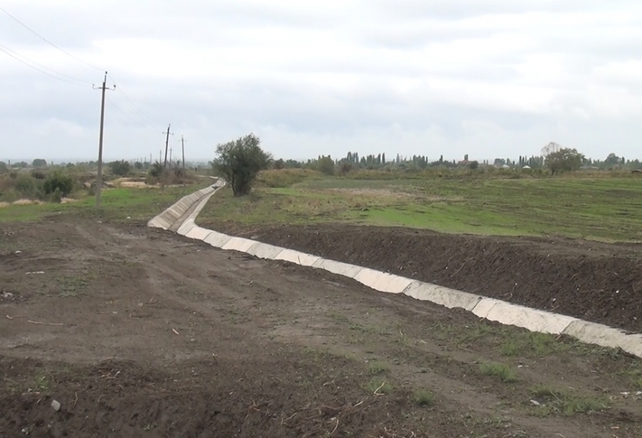 Şabranda 7 kilometr uzunluğundakı Ağalıq kanalı beton üzlüyə alınıb VİDEO
