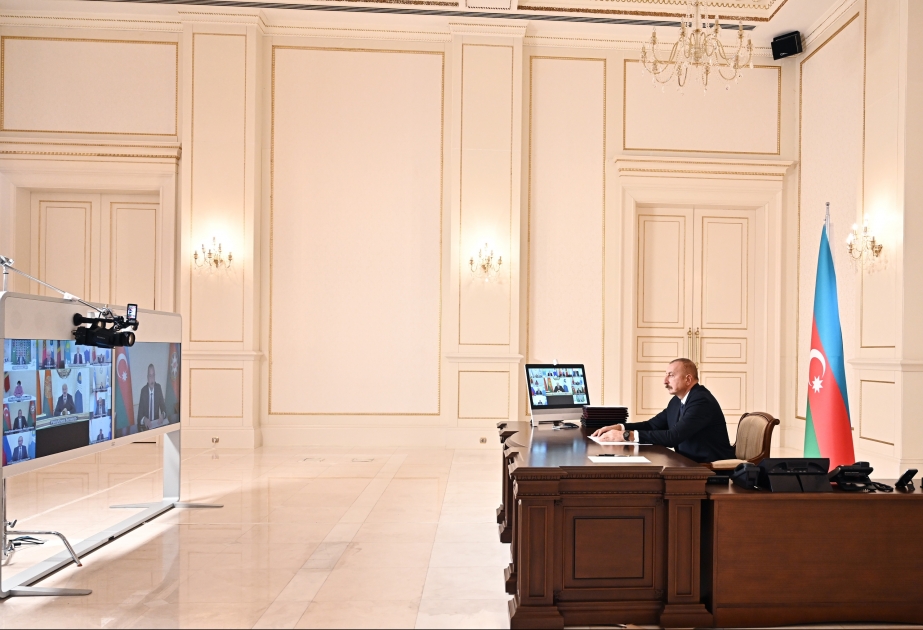 Prezident İlham Əliyev Müstəqil Dövlətlər Birliyinin Dövlət Başçıları Şurasının videokonfrans formatında keçirilən iclasında iştirak edib YENİLƏNİB 2 VİDEO