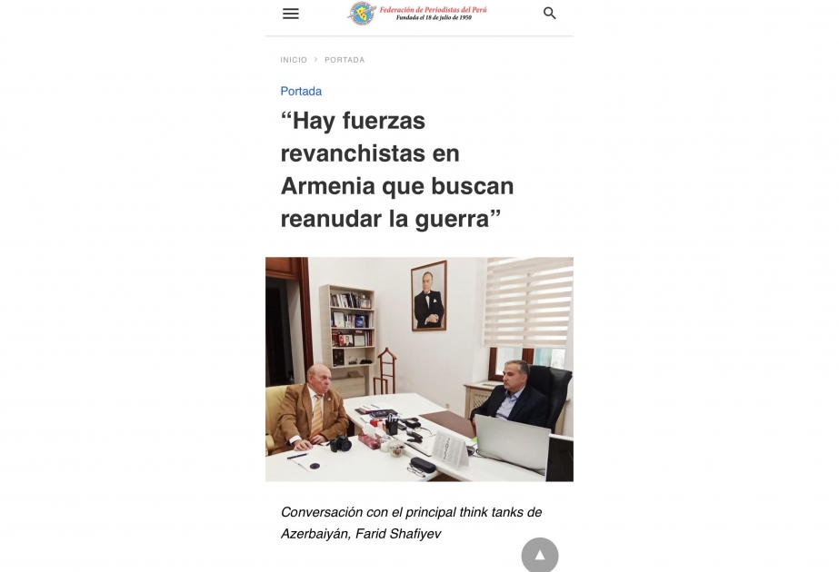 Perunun nüfuzlu media qurumu Azərbaycanın aparıcı beyin mərkəzinin rəhbəri ilə müsahibəsini təqdim edib