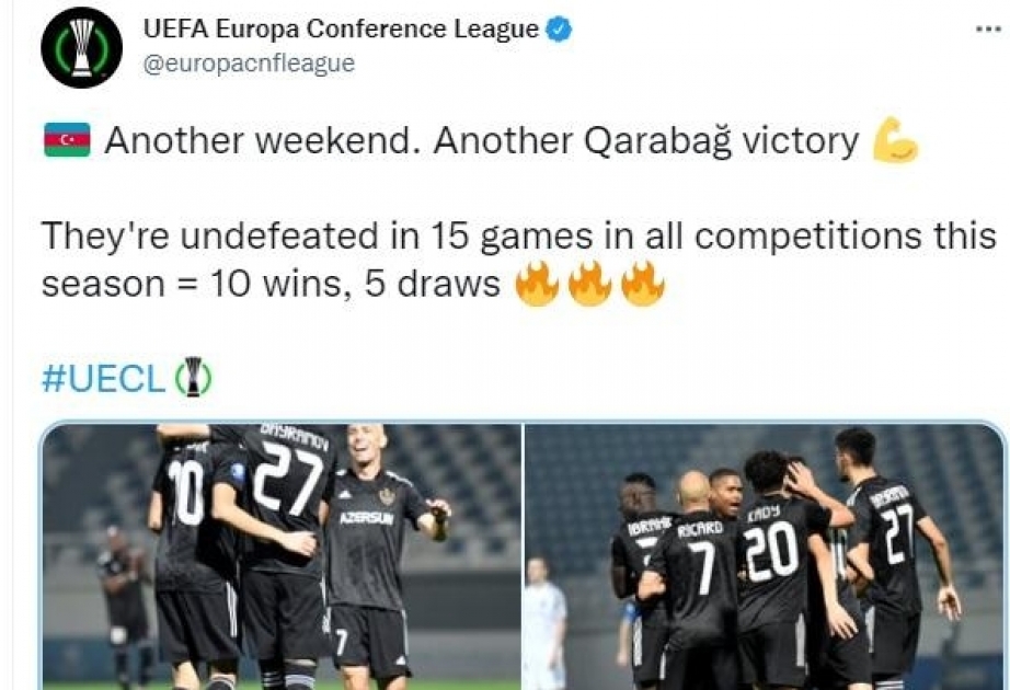 UEFA-dan paylaşım: “Başqa bir həftəsonu, “Qarabağ”ın növbəti qələbəsi”
