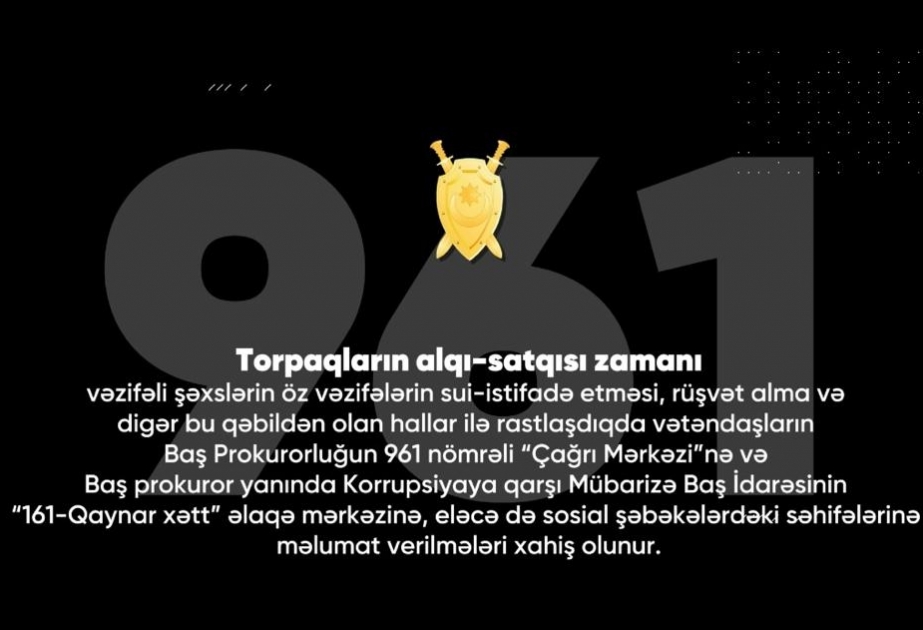 Baş Prokurorluğun #maariflənək həştəqi ilə təqdim etdiyi videoçarxda torpaq alqı-satqısı zamanı qanunsuz hallarla bağlı vətəndaşlarımıza müraciət edilib