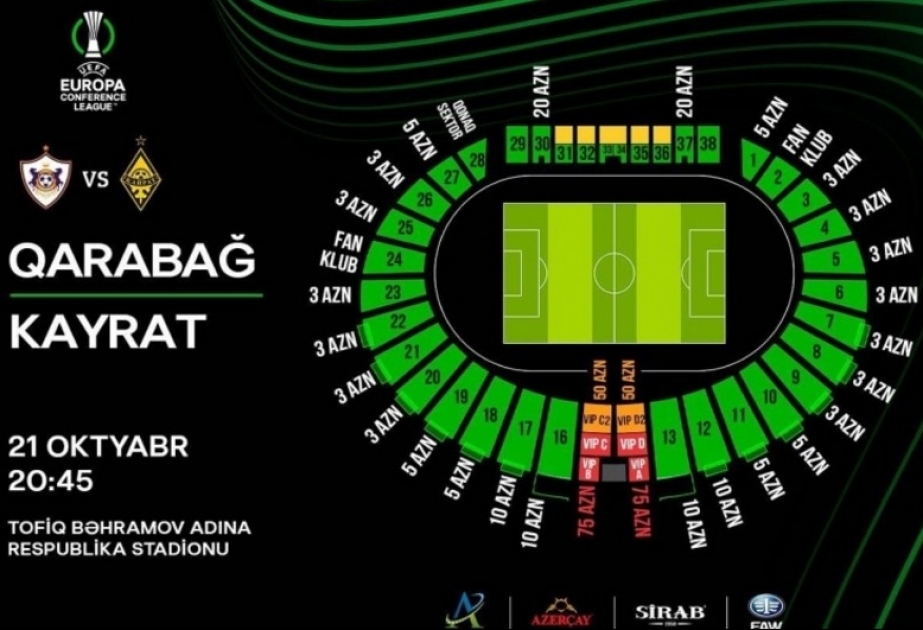 “Qarabağ” - “Kayrat” oyununa indiyədək satılmış biletlərin sayı açıqlanıb
