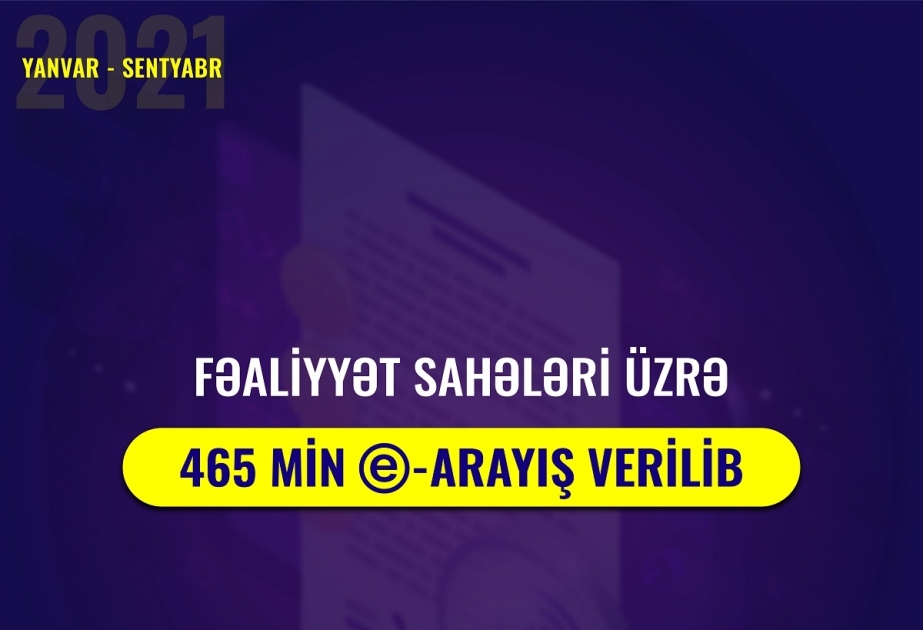 Bu ilin doqquz ayında Əmək və Əhalinin Sosial Müdafiəsi Nazirliyinin fəaliyyət sahələri üzrə 465 min e-arayış verilib