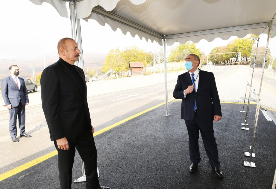 President Ilham Aliyev attended opening of Basgal-Sulut highway in Ismayilli district VIDEO