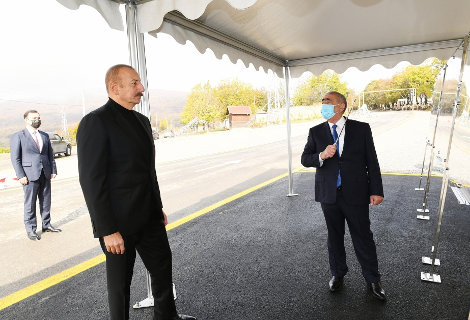 Präsident Ilham Aliyev weiht Automobilstraße Basgal-Sulut in der Region Ismayilli ein VIDEO