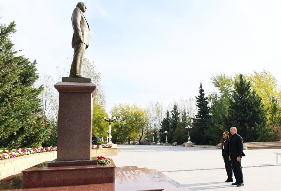 Präsident Ilham Aliyev und First Lady Mehriban Aliyeva zu Besuch in Schamachi Region VIDEO