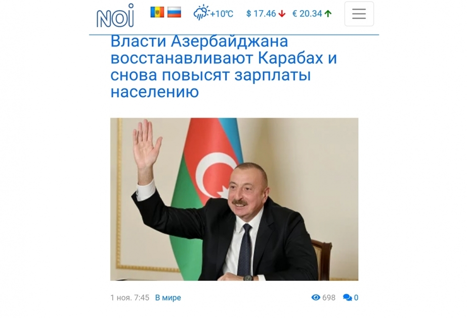 Moldova mətbuatı Qarabağda aparılan bərpa işlərindən yazıb