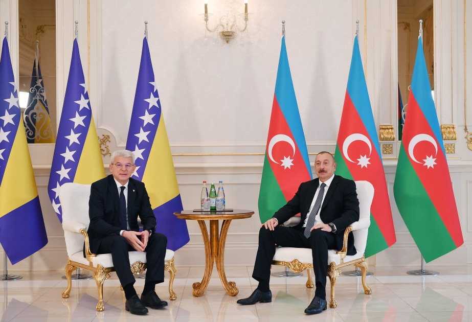 Prezident İlham Əliyev Bosniya və Herseqovinanın Rəyasət Heyətinin üzvü Şefik Caferoviçlə görüşüb VİDEO