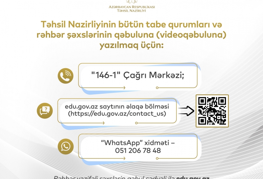 Təhsil Nazirliyi tərəfindən vətəndaşların videoqəbul qrafiki yenilənib