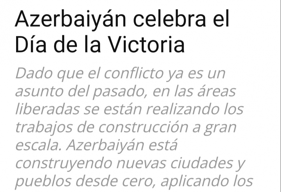 INFOGATE: “Azerbaiyán celebra el Día de la Victoria”