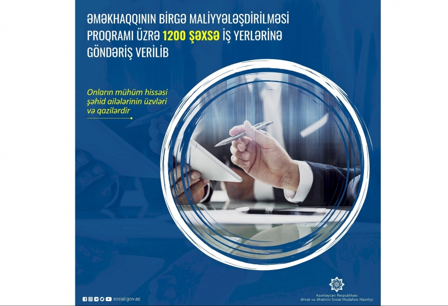 Əməkhaqqının birgə maliyyələşdirilməsi proqramı üzrə 1200 şəxsə iş yerlərinə göndəriş verilib