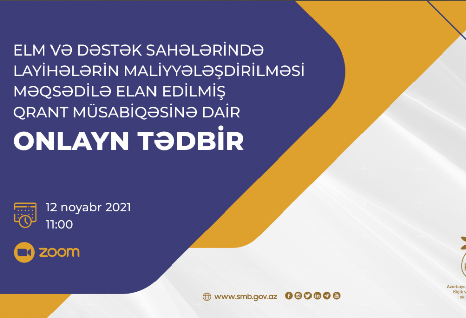 Elm və dəstək layihələrinin maliyyələşdirilməsi ilə bağlı verbinar keçiriləcək
