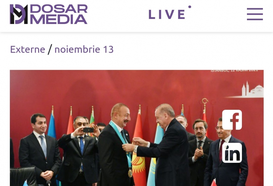 Moldova mətbuatı Prezident İlham Əliyevə Türk Dünyasının Ali Ordeninin təqdim edilməsi ilə bağlı məqalələr dərc edib