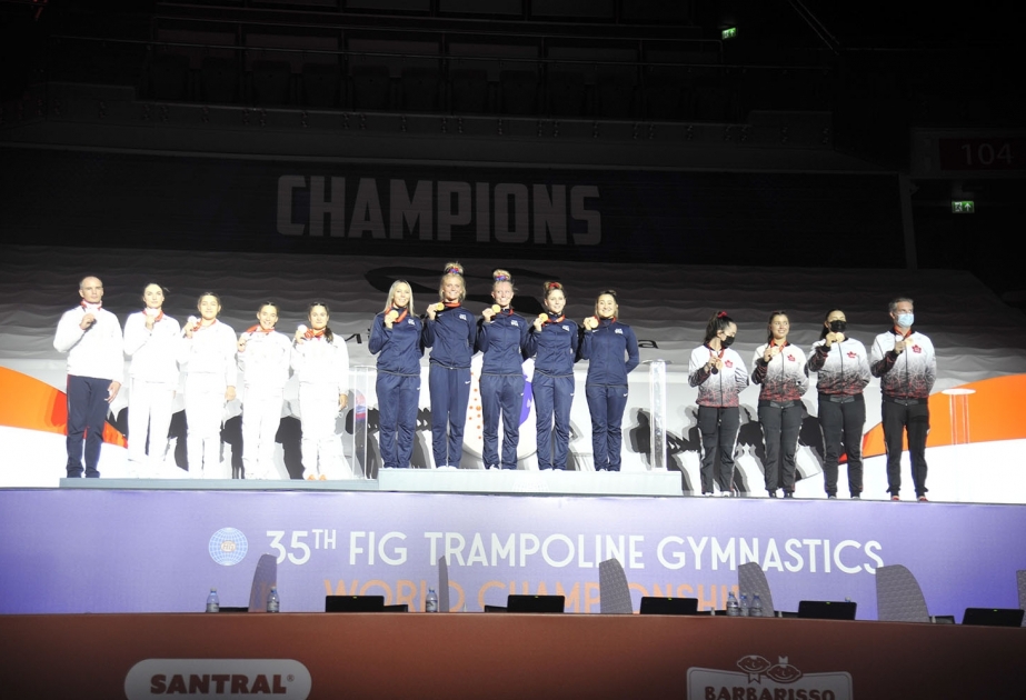 ABŞ gimnastları dünya çempionatında qadınlar arasında ikili mini-batut üzrə komanda yarışlarının qalibi olublar