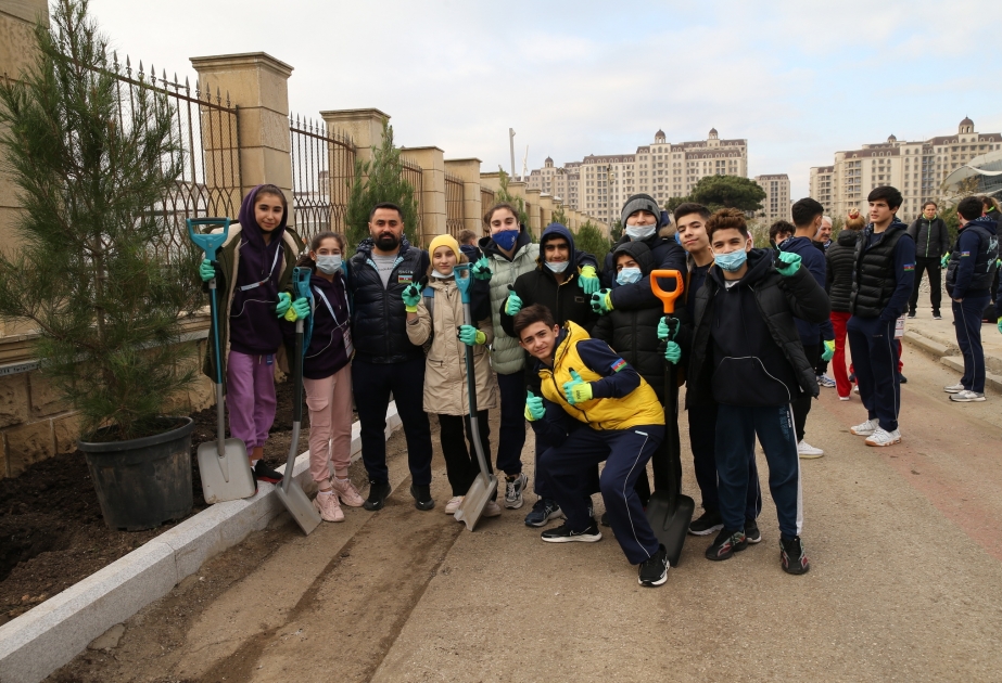 Bakıda keçirilən batut gimnastikası üzrə 35-ci dünya çempionatının qonaqları ağacəkmə aksiyasında iştirak ediblər