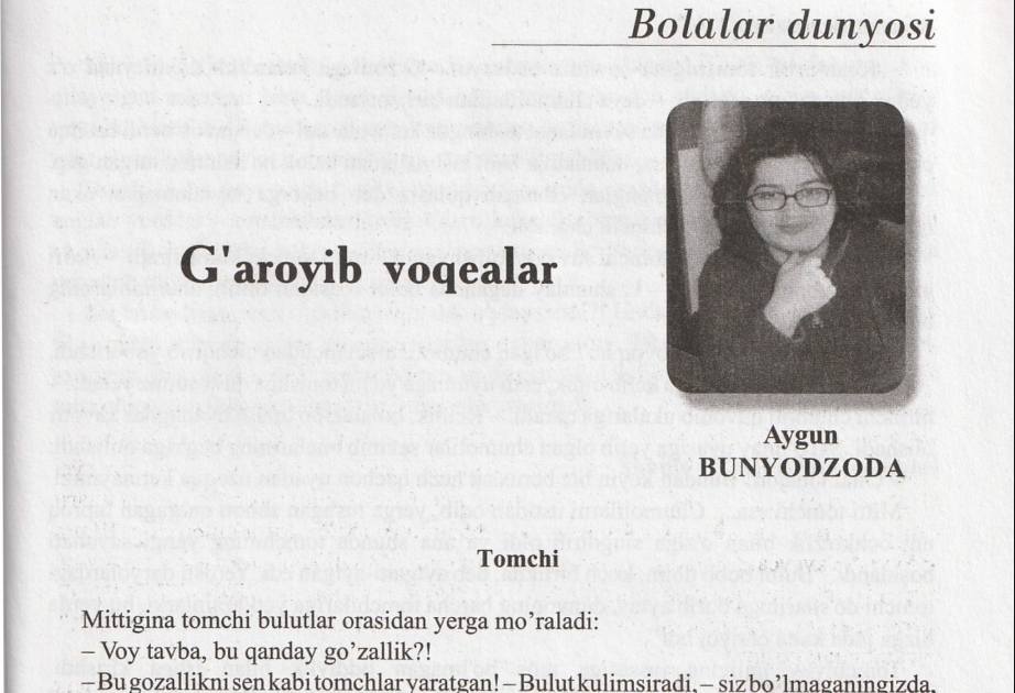 Özbəkistanın “Şark yulduzi” jurnalı Azərbaycan yazıçısının hekayələrini çap edib