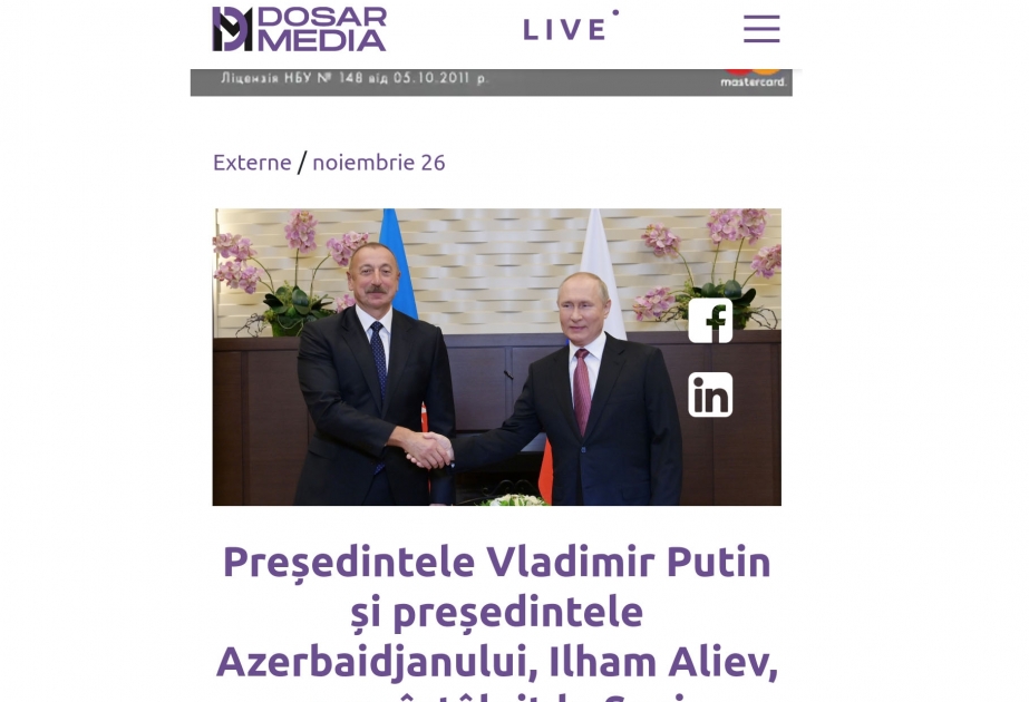 Moldova KİV-ləri də Azərbaycan, Rusiya və Ermənistan liderlərinin Soçi görüşünü geniş işıqlandırıb