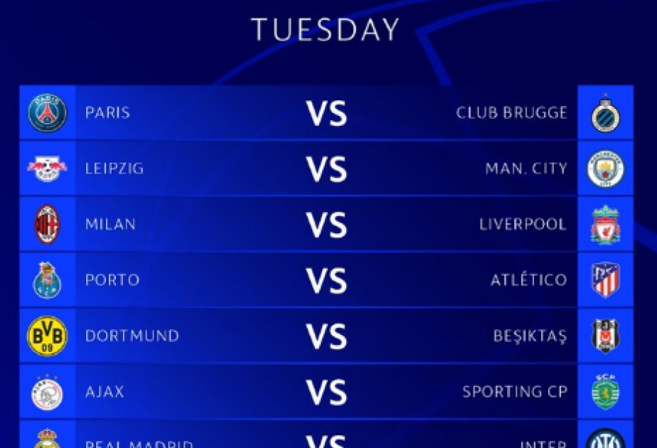 Bu gün UEFA Çempionlar Liqasının qrup mərhələsinin sonuncu turuna start veriləcək