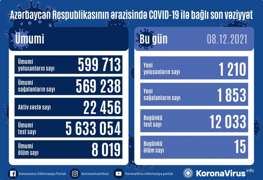 1210 casos de infección por coronavirus se han registrado en Azerbaiyán en las últimas 24 horas