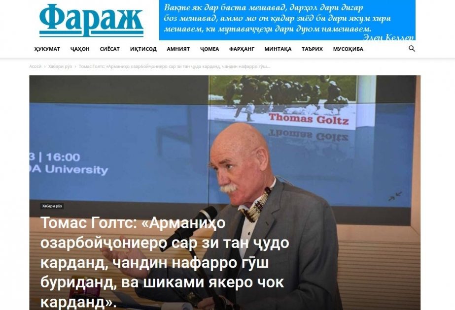 Un portal de noticias tayiko publica un artículo sobre los azerbaiyanos desaparecidos durante la primera guerra de Karabaj