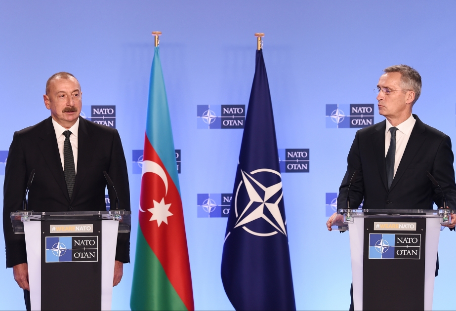 President Ilham Aliyev, NATO Secretary General Jens Stoltenberg held joint press conference in Brussels VIDEO