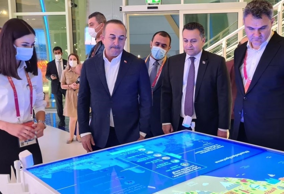 Türkiyənin xarici işlər naziri “Dubay Ekspo-2020”dəki Azərbaycan pavilyonunda olub