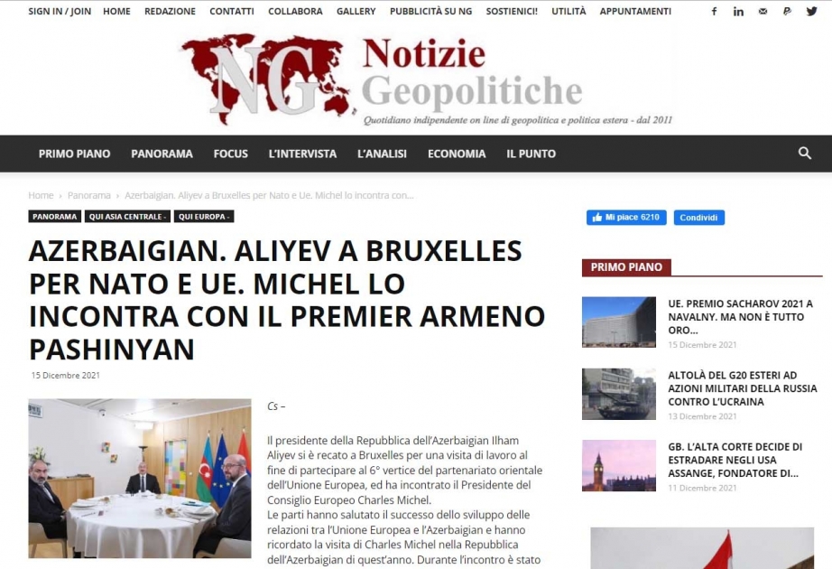 İtaliya mətbuatı Prezident İlham Əliyevin Brüssel səfərindən yazıb